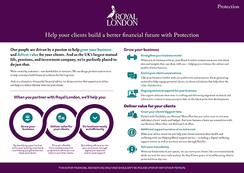 Front page of Royal London's "Why Royal London for protection" document
